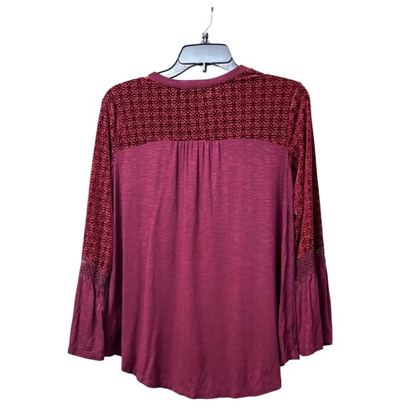Style & Co Petite Velvet-Trim Blouse, Scarlet Wine, Sz. PM - Picture 10 of 11